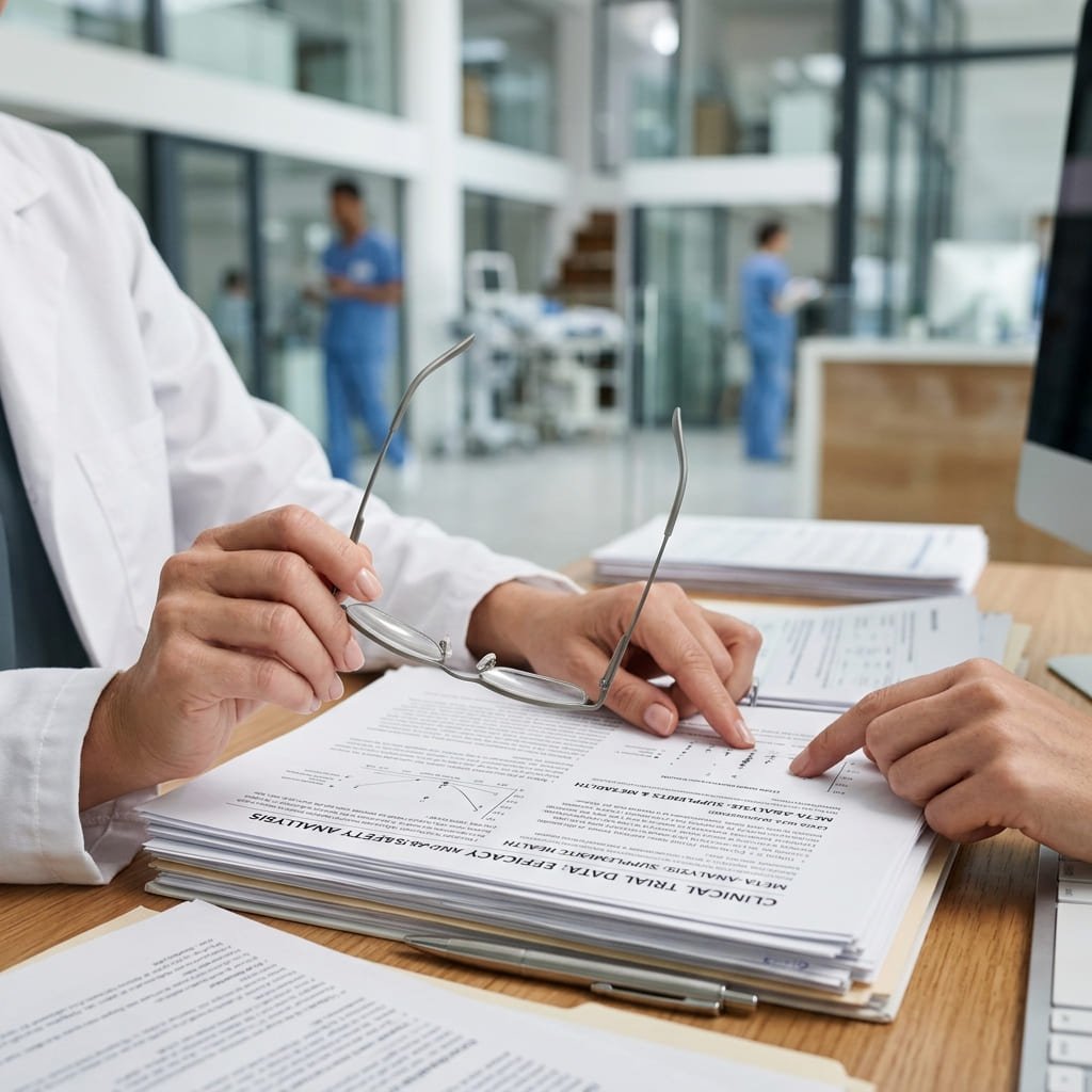 A doctor reviewing clinical safety notes regarding dietary supplement interactions and metabolic side effects.