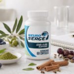 NeuroSerge brain support supplement bottle with botanical ingredients in an editorial review setting