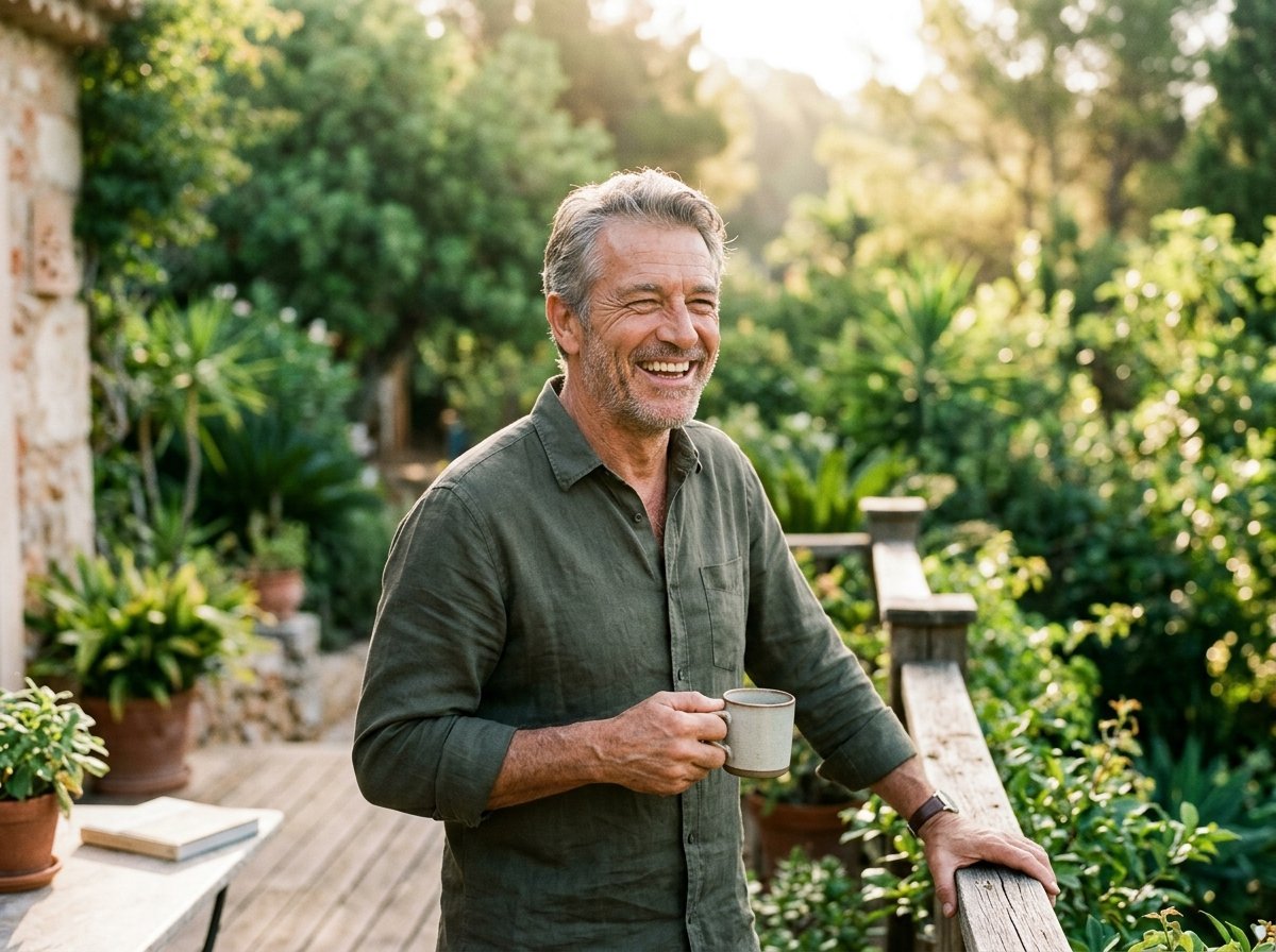 A mature adult smiling naturally, representing oral hygiene and microbiome vitality