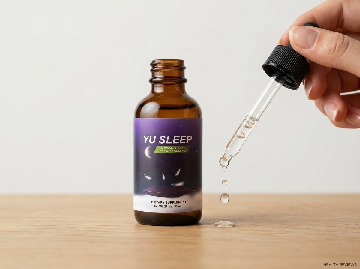 Yu Sleep formula breakdown showing amber liquid dropper bottle and ingredient analysis